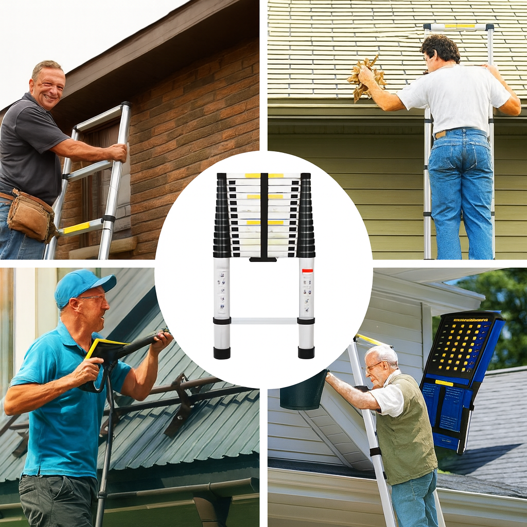 Escada Telescópica TNT Aço Inox, Fácil de Guardar, Portátil, Extensível